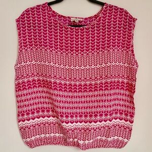 Grand & Greene Pink and White Geometric Print Blouse